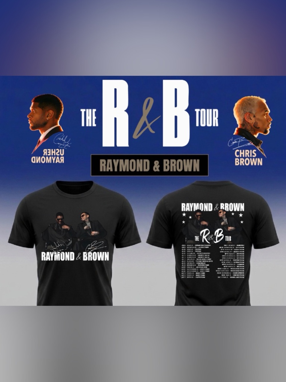 Usher x Chris Brown R&B Tour T shirt new Tour Dates Tee 2026 S-3XL